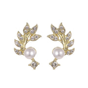 High End, Niche Pearl Branches, Leaf Earrings, Women's French Style, Light Luxury Temperament, Versatile Retro And Cold Earrings And Earrings