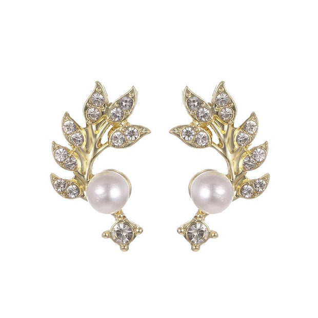 High End, Niche Pearl Branches, Leaf Earrings, Women's French Style, Light Luxury Temperament, Versatile Retro And Cold Earrings And Earrings