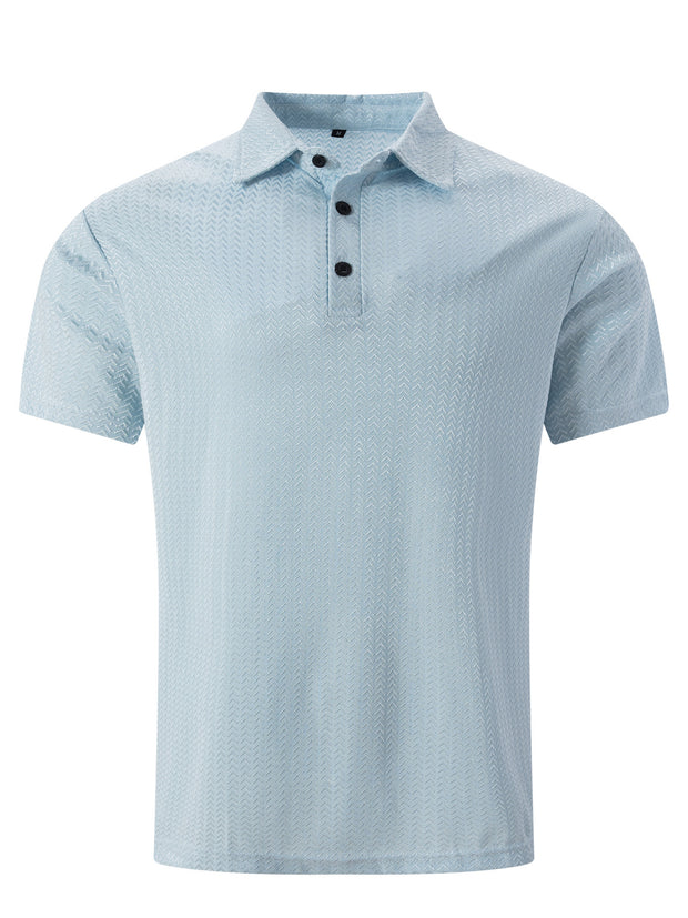 Shirt Collar Jacquard Men's Sports Polo Shirt Top