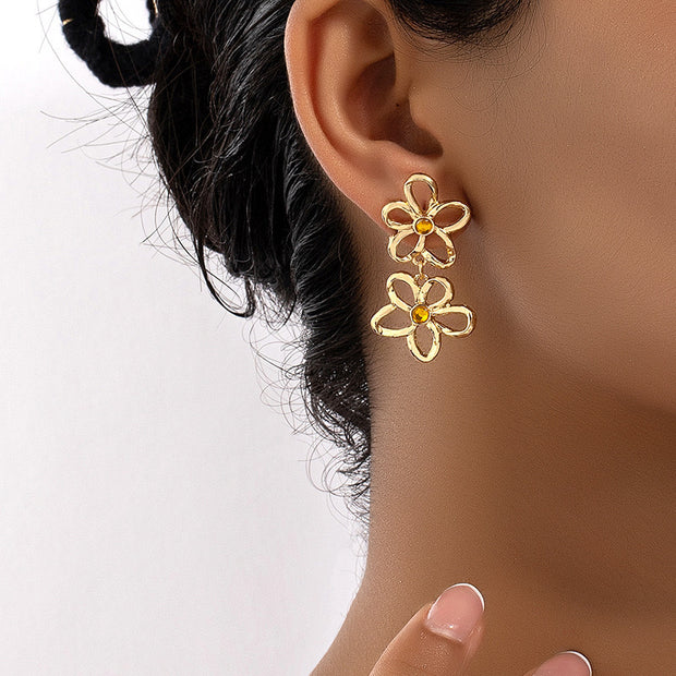 Fashion Simple Flower Earrings Female Retro