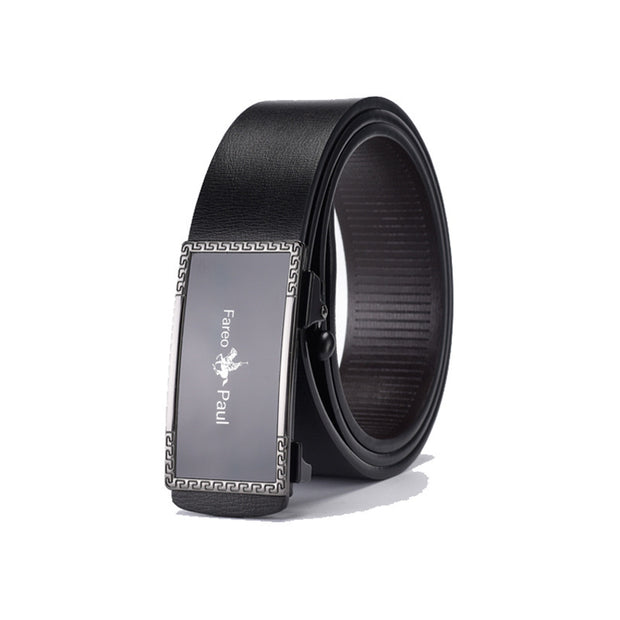 Toothless Leather Belt With Automatic Buckle For Men's Business And Leisure