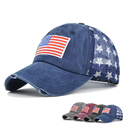 American Flag Embroidered Mesh Cap