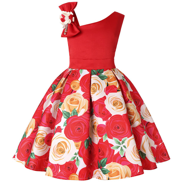 Girls' Dresses Girls' Princess Dresses Digital Print Children's Dresses