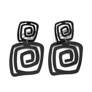 Irregular Exaggerated Square Spiral Stud Earrings Iron