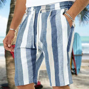 Men's Beach Drawstring Shorts Striped 3D Printing European And American