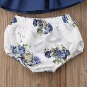 Newborn Infant Baby Girl Dress Floral Top Panties Low Clothing