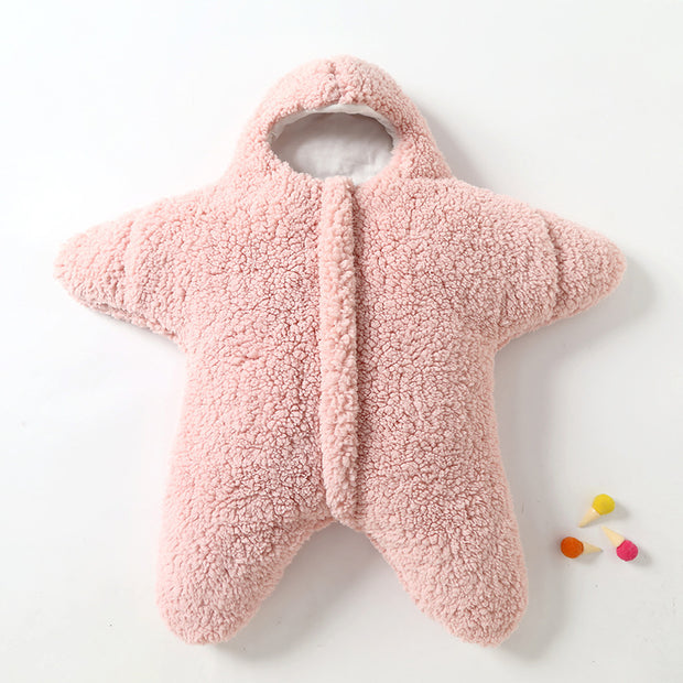 Baby Starfish Lamb Velvet Sleeping Bag Comfortable Newborn Baby Male And Female Baby Outing Winter Quilt Plus Cotton Thickening