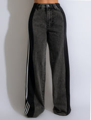 Casual High Waist Denim Wide Leg Pants