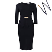 European And American Solid Color Sheath OL Pencil Skirt  Dress