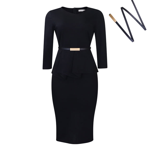 European And American Solid Color Sheath OL Pencil Skirt  Dress