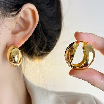 Minimalist Glossy Round Earrings Women