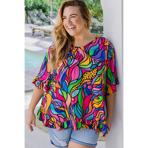 European And American Leisure Loose Large Size Pullover Women's Chiffon Shirt