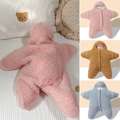 Baby Starfish Lamb Velvet Sleeping Bag Comfortable Newborn Baby Male And Female Baby Outing Winter Quilt Plus Cotton Thickening