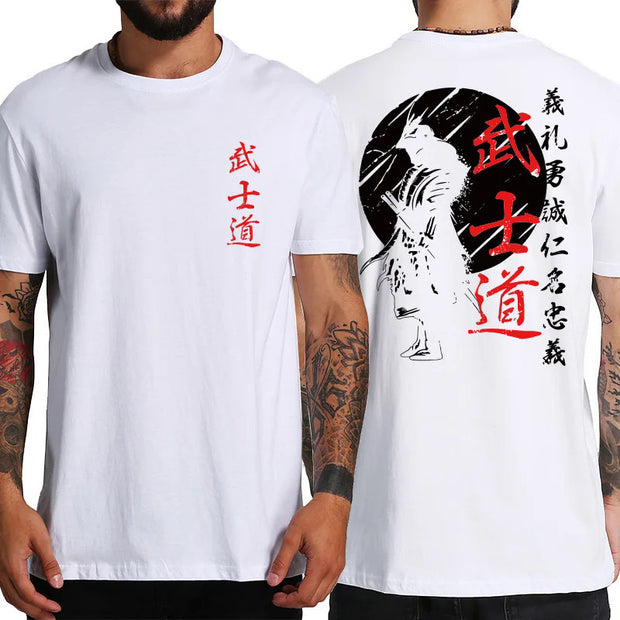 Japanese Samurai Spirit T-shirt Japanese Style Back Printing