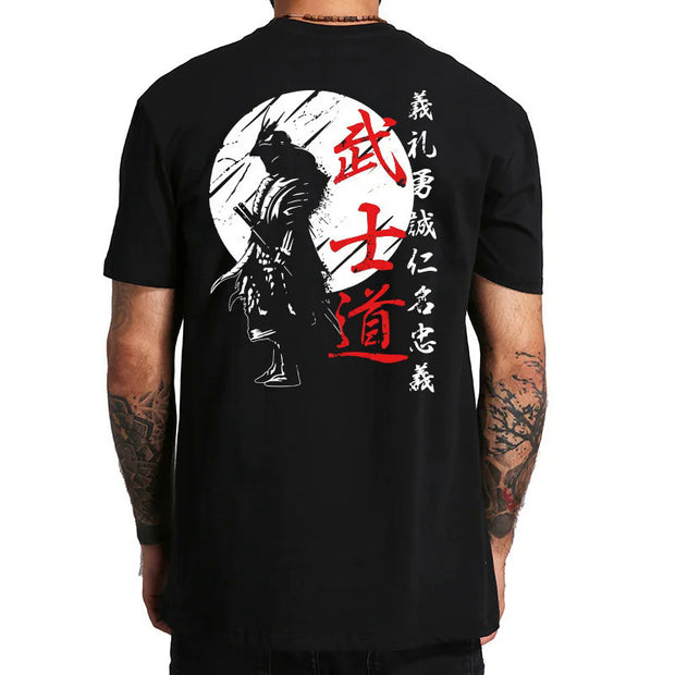 Japanese Samurai Spirit T-shirt Japanese Style Back Printing