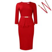 European And American Solid Color Sheath OL Pencil Skirt  Dress