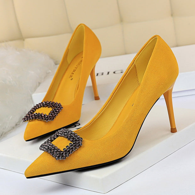 Pointed Rhinestone High Heels