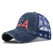 American Flag Embroidered Mesh Cap