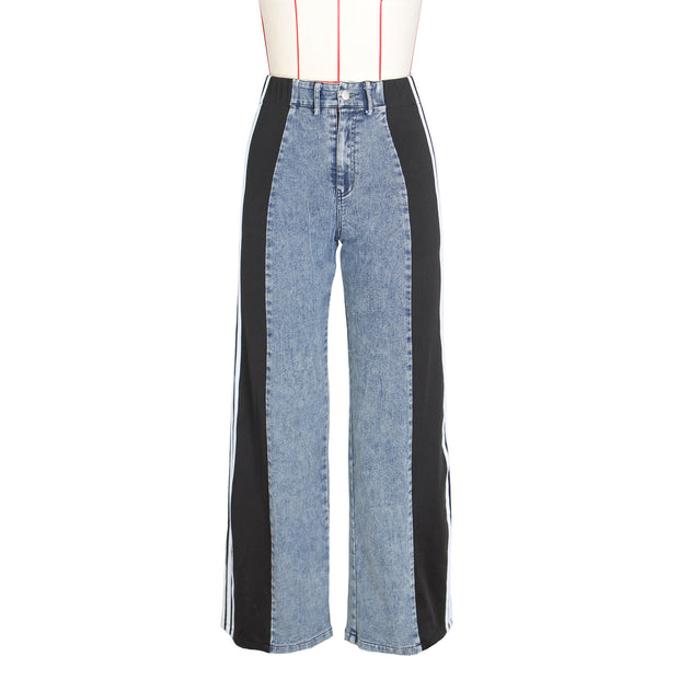 Casual High Waist Denim Wide Leg Pants