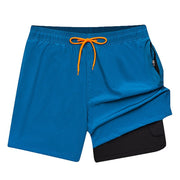 European And American Men's Swimming Trunks Zipper Pocket Two-in-one