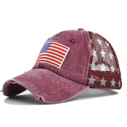 American Flag Embroidered Mesh Cap