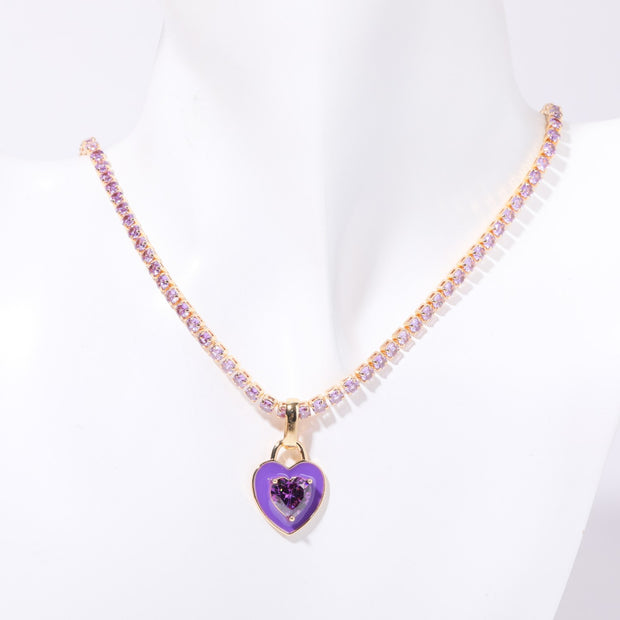 Female Beccarite Tennis Chain Color Zircon Necklace