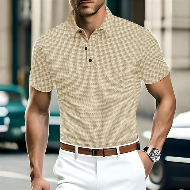 High-end Mesh Ice Silk Short Sleeve Collar Solid Color New Slip Polo Shirt