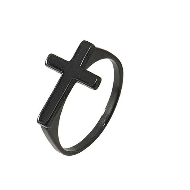 Fashion Welding Plate Cross Ring Punk Hip Hop