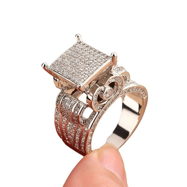 Hip Hop Micro Inlaid Zircon Love Heart-shaped Ring