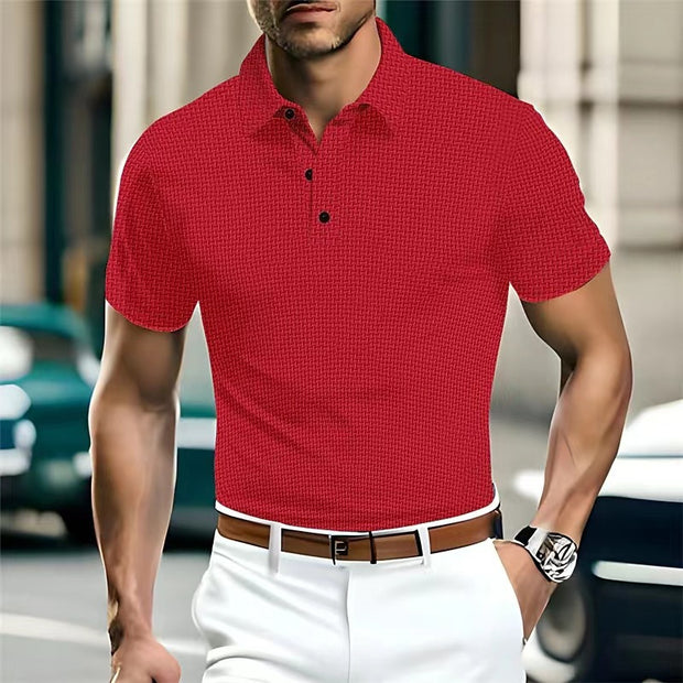 High-end Mesh Ice Silk Short Sleeve Collar Solid Color New Slip Polo Shirt