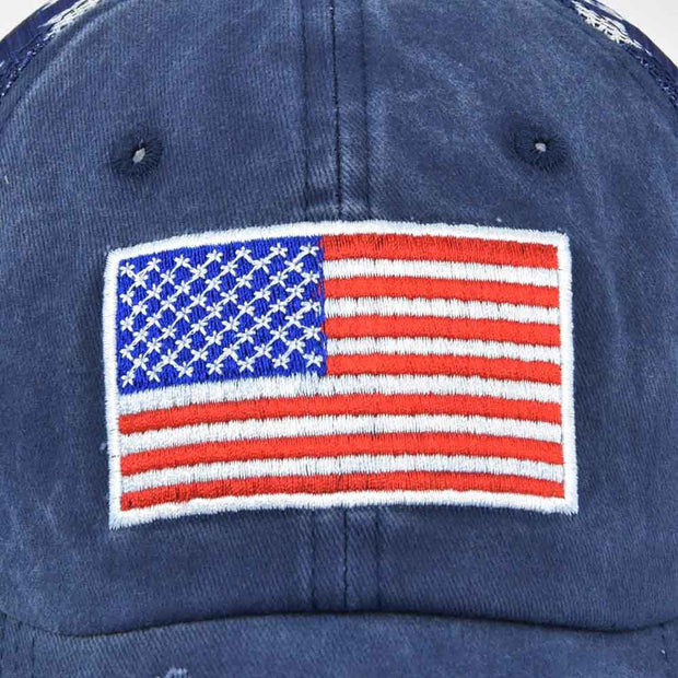 American Flag Embroidered Mesh Cap