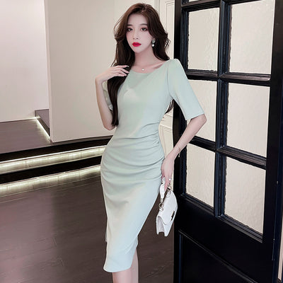 Women's Short-sleeved Slim-fit Sheath Dress