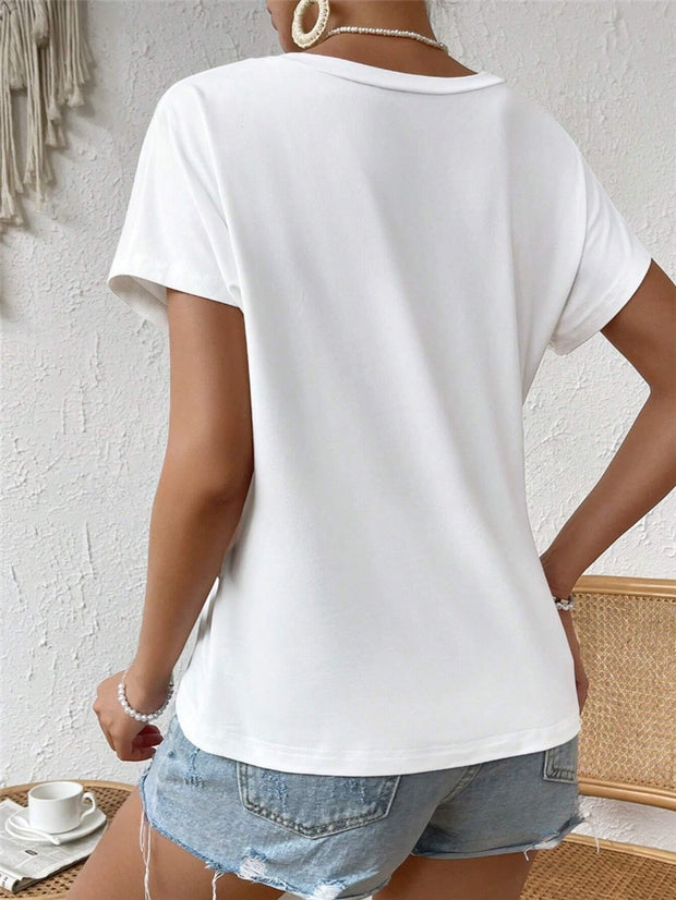 Irregular Hem Women's Short-sleeved Shirt