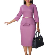 European And American Solid Color Sheath OL Pencil Skirt  Dress