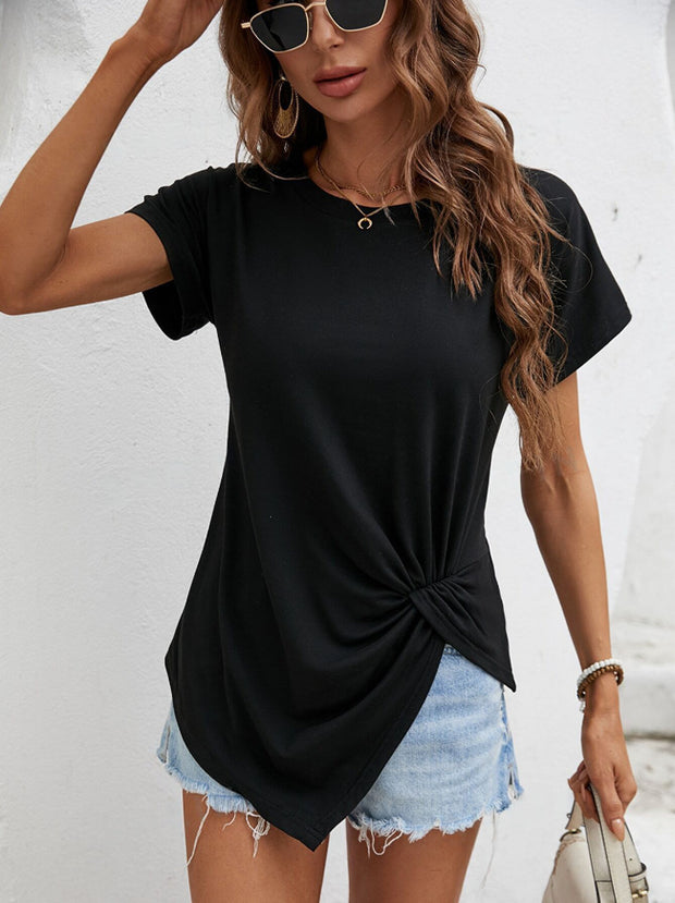 Irregular Hem Women's Short-sleeved Shirt