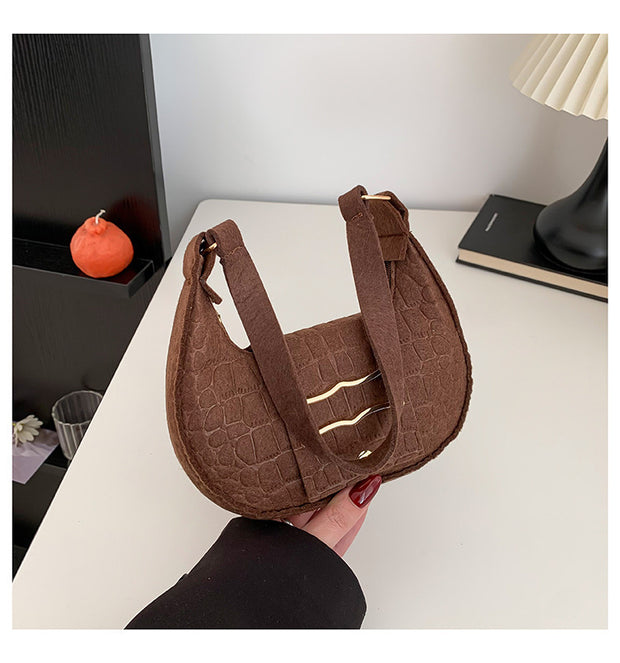 Felt Shoulder Underarm Bag Fashion Simple Saddle Bag