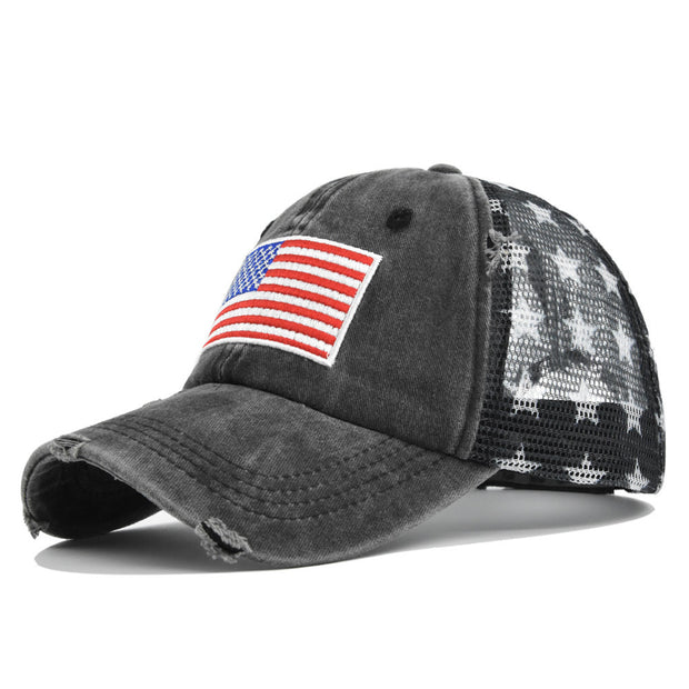 American Flag Embroidered Mesh Cap