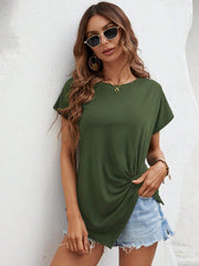 Irregular Hem Women's Short-sleeved Shirt