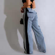 Casual High Waist Denim Wide Leg Pants