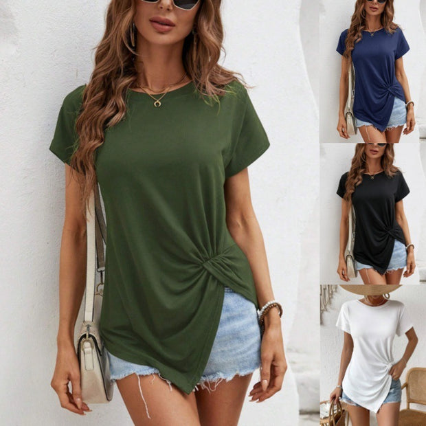 Irregular Hem Women's Short-sleeved Shirt