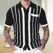 Men's Summer Black Striped Sweater Top