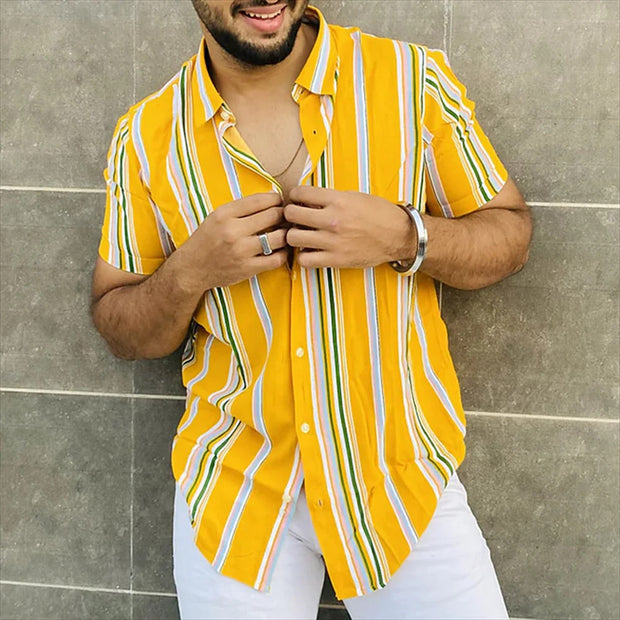 Men's Vintage Summer Shirt Striped