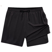 European And American Men's Swimming Trunks Zipper Pocket Two-in-one