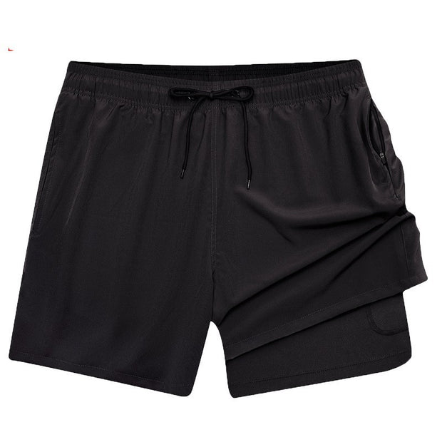 European And American Men's Swimming Trunks Zipper Pocket Two-in-one