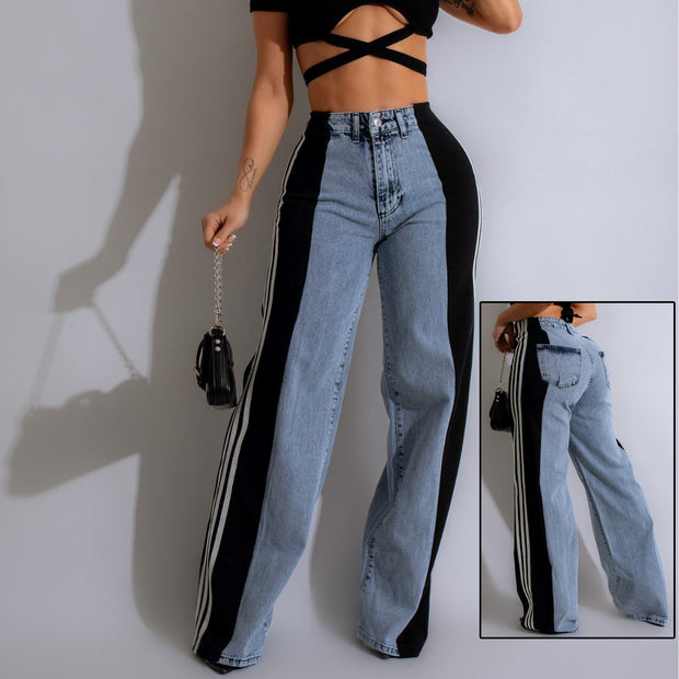 Casual High Waist Denim Wide Leg Pants