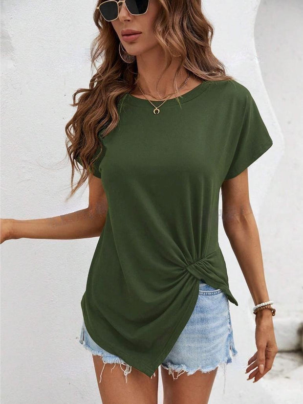 Irregular Hem Women's Short-sleeved Shirt