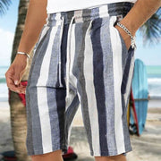 Men's Beach Drawstring Shorts Striped 3D Printing European And American